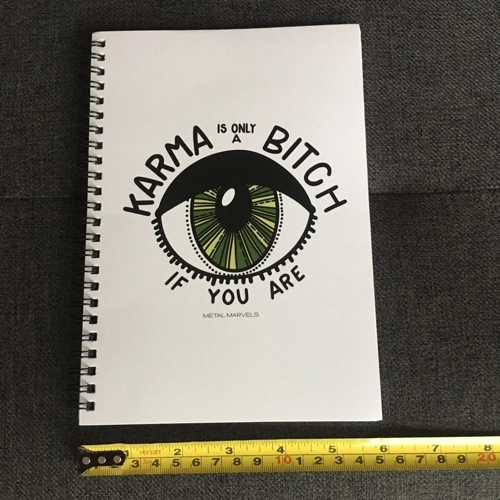 “Karma Is Only A B**** If You Are” Notebook, Journal, White, Green, ~65 pages